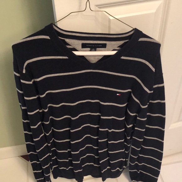 Tommy Hilfiger Stripped V Neck Sweater - Picture 1 of 2